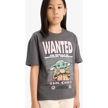 DeFacto Star Wars-Mandalorian Relax Fit Bisiklet Yaka Kısa Kollu Tişört Kız Çocuk E6563A825HS