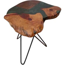 Epoksi Kütük Ceviz Sehpa (44 cm Metal Ayaklı)