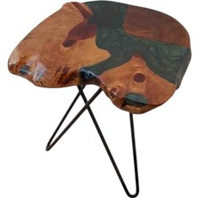 Epoksi Kütük Ceviz Sehpa (44 cm Metal Ayaklı)