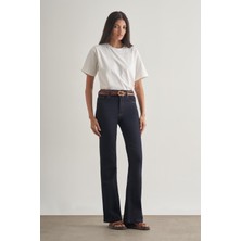 Mizalle Skinny Fit Flare Paça Lacivert Denim Pantolon