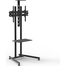 Alpin Alpın TV Standı İş Yeri ve Ofis Tipi Video Kamera Askı Aparatlı SABİT AYAKLI Metal TV Sehpası/ Ünitesi 40" Inç- 75" Inç