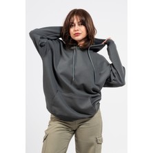 Oversize Sırtta Baskılı Scary Hoodie