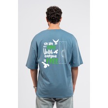 Oversize Sırtta Not Free Baskılı Tshirt