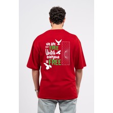 Oversize Sırtta Not Free Baskılı Tshirt