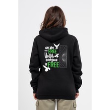 Regular Sırtta Not Free Baskılı Hoodie