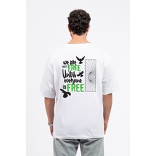 Oversize Sırtta Not Free Baskılı Tshirt