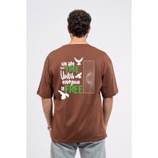 Oversize Sırtta Not Free Baskılı Tshirt