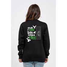 Regular Sırtta Not Free Baskılı Sweatshirt