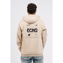 Regular Sırtta Echo Baskılı Hoodie