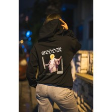 Oversize Sırtta Bloom Baskılı Hoodie