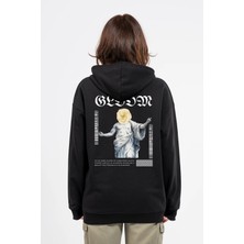 Oversize Sırtta Bloom Baskılı Hoodie