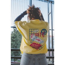 Oversize Just Skate Baskılı Tshirt
