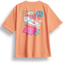 Oversize Just Skate Baskılı Tshirt