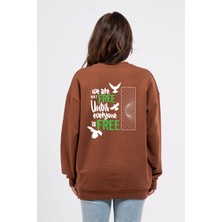 Oversize Sırtta Not Free Baskılı Sweatshirt