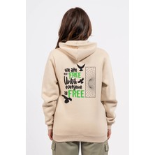 Regular Sırtta Not Free Baskılı Hoodie
