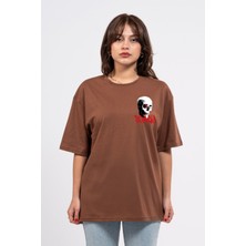 Oversize Göğüste Scary Baskılı T-Shirt