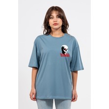 Oversize Göğüste Scary Baskılı T-Shirt