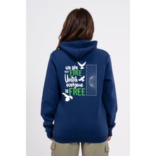 Regular Sırtta Not Free Baskılı Hoodie