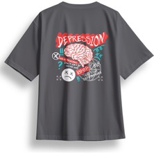 Oversize Depression Baskılı Tshirt