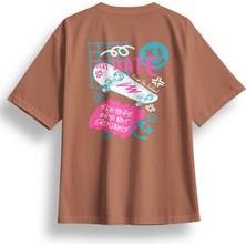 Oversize Just Skate Baskılı Tshirt