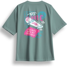 Oversize Just Skate Baskılı Tshirt