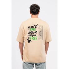 Oversize Sırtta Not Free Baskılı Tshirt