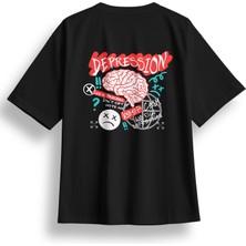 Oversize Depression Baskılı Tshirt