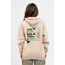 Regular Sırtta Not Free Baskılı Hoodie