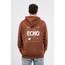 Oversize Sırtta Echo Baskılı Hoodie