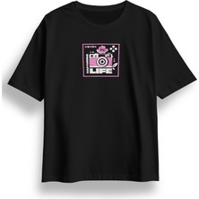 Oversize Capturing Life Baskılı Tshirt