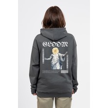 Oversize Sırtta Bloom Baskılı Hoodie