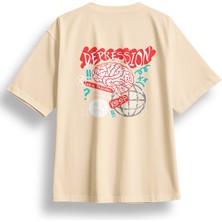 Oversize Depression Baskılı Tshirt