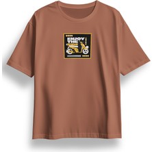 Oversize Enjoy The Ride Baskılı Tshirt