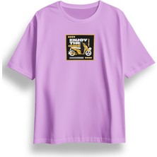 Oversize Enjoy The Ride Baskılı Tshirt