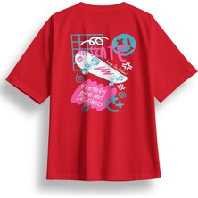 Oversize Just Skate Baskılı Tshirt