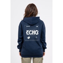 Oversize Sırtta Echo Baskılı Hoodie