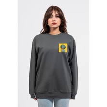 Oversize Göğüste Cry Woman Baskılı Sweatshirt