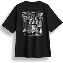 Oversize Stop War Baskılı Tshirt