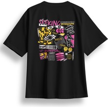 Oversize Seeking Baskılı Tshirt