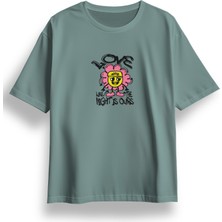 Oversize Like Flower Baskılı Tshirt