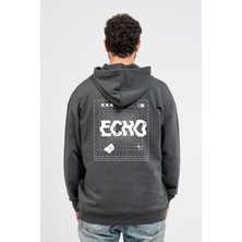 Oversize Sırtta Echo Baskılı Hoodie