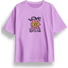 Oversize Like Flower Baskılı Tshirt