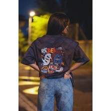 Oversize Rebel Baskılı Tshirt