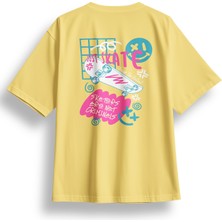 Oversize Just Skate Baskılı Tshirt