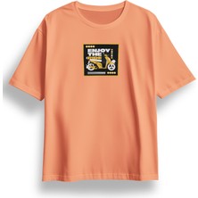 Oversize Enjoy The Ride Baskılı Tshirt