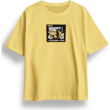 Oversize Enjoy The Ride Baskılı Tshirt