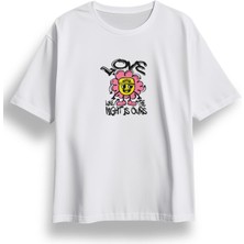 Oversize Like Flower Baskılı Tshirt