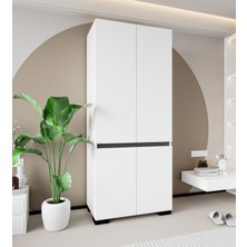 Floransa 4 Kapılı Flr-Ira Beyaz- Antrasit Gardırop