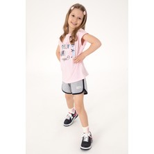 U.S. Polo Assn. Kız Çocuk Gri Melanj Regular Fit Örme Şort Hafif Kumaş ile Günlük Rahatlık