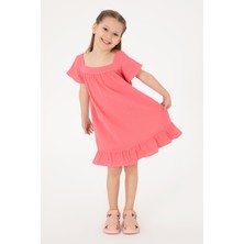 U.S. Polo Assn. Kız Çocuk Pembe Kısa Kol Müslin Kumaş Dokuma Elbise 50306602-VR167